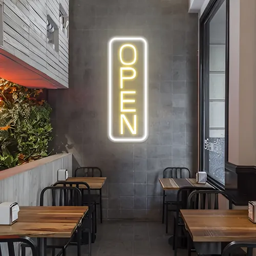 Classic Open Neon Sign - Custom Stickers Now