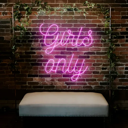Chic Pink Girls Only Neon Sign - Custom Stickers Now