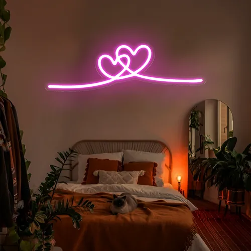 Infinity Heart Pink Neon Sign - Custom Stickers Now