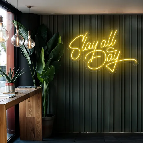 Slay All Day Neon Sign - Custom Stickers Now