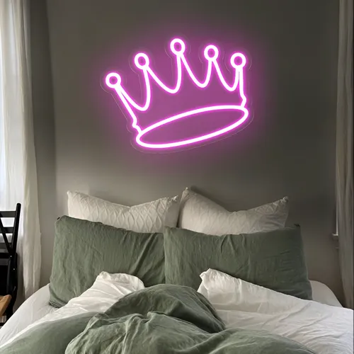 Majestic Pink Crown Neon Sign - Custom Stickers Now
