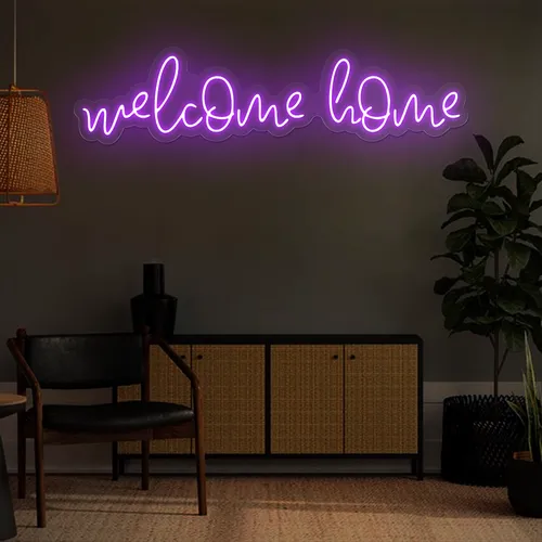 Welcome Home Neon Sign - Custom Stickers Now