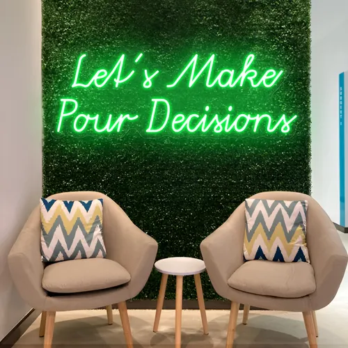 Stylish "Let's Make Pour Decisions" Neon Sign - Custom Stickers Now