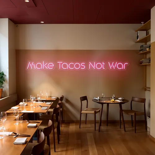 Mouthwatering "Make Tacos Not War" Neon Sign - Custom Stickers Now