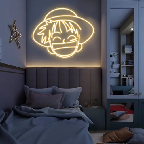 Monkey Luffy Neon Sign - Custom Stickers Now