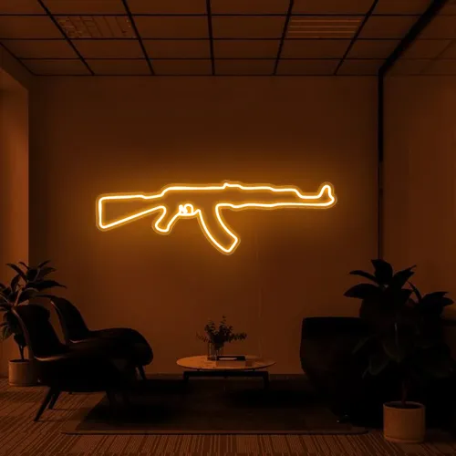 Cool Rifle Neon Sign - Custom Stickers Now