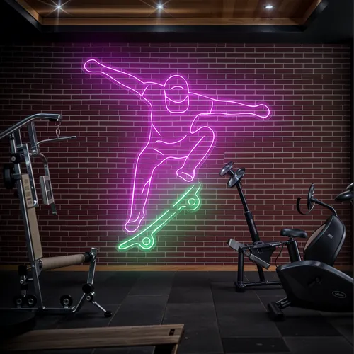Skater Glow Neon Sign - Custom Stickers Now