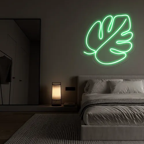 Tropical Monstera Leaf Neon Sign - Custom Stickers Now