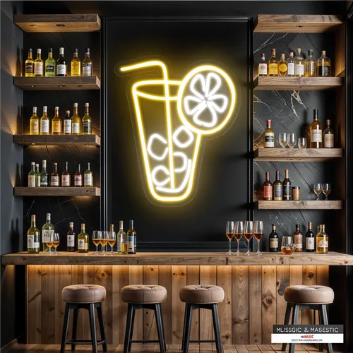 Tropical Glass Neon Sign - Custom Stickers Now