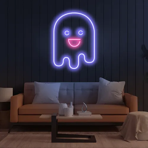 Ghost Cartoon Vertical Neon Sign - Custom Stickers Now