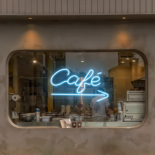 Cafe Window Neon Sign - Custom Stickers Now