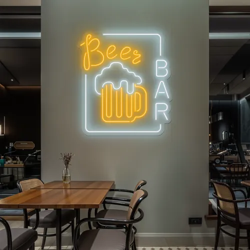 Beer Bar Vertical Neon Sign - Custom Stickers Now