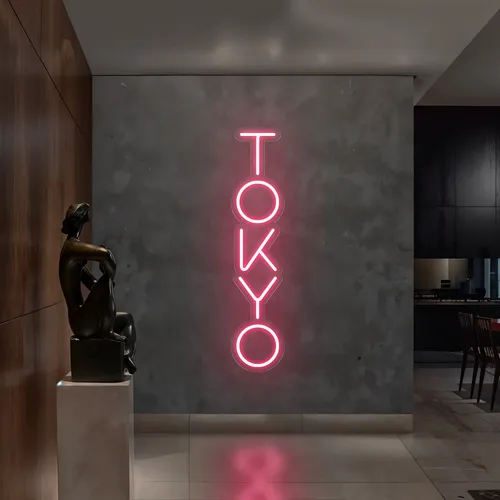 Tokyo Vertical Neon Sign - Custom Stickers Now