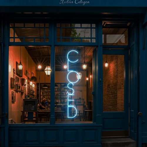 Closed Vertical Neon Sign - Custom Stickers Now