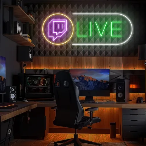 Twitch Live Streaming Neon Sign - Custom Stickers Now
