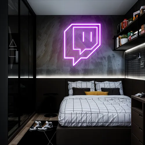 Twitch Icon Glow Neon Sign - Custom Stickers Now