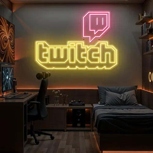 Twitch Bold Glow Neon Sign - Custom Stickers Now
