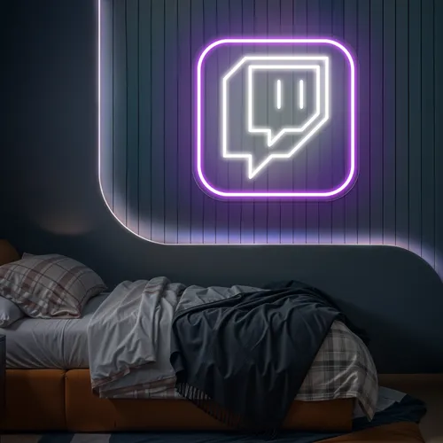 Twitch Logo Bedroom Neon Sign - Custom Stickers Now