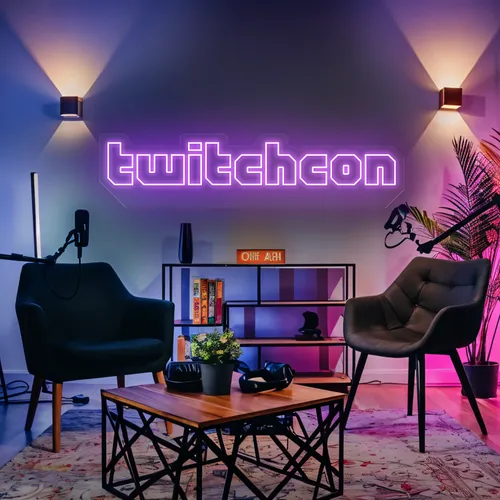 TwitchCon Gamer Lounge Neon Sign - Custom Stickers Now