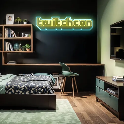 TwitchCon Bedroom Aesthetic Neon Sign - Custom Stickers Now