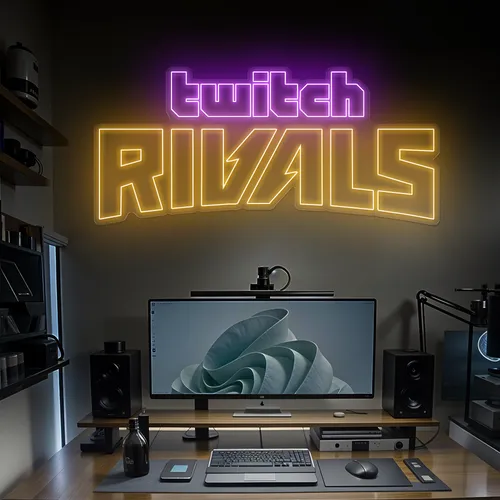 Twitch Rivals Gaming Setup Neon Sign - Custom Stickers Now