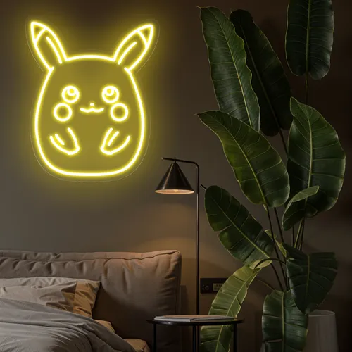 Cute Pikachu Neon Sign - Custom Stickers Now