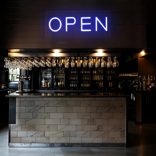 Mini Open Neon Sign - Custom Stickers Now
