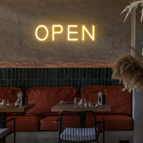 Open Block Neon Sign - Custom Stickers Now
