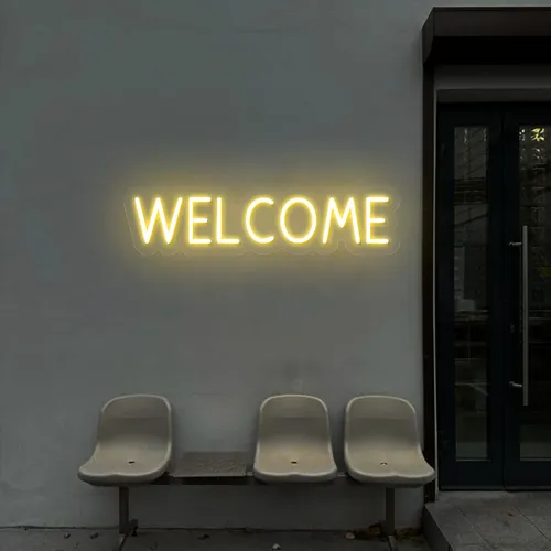 Welcome Block Neon Sign - Custom Stickers Now