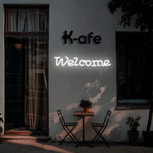 Welcome Script Neon Sign - Custom Stickers Now