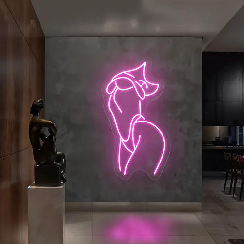 Body Outline Side Pose Neon Sign - Custom Stickers Now
