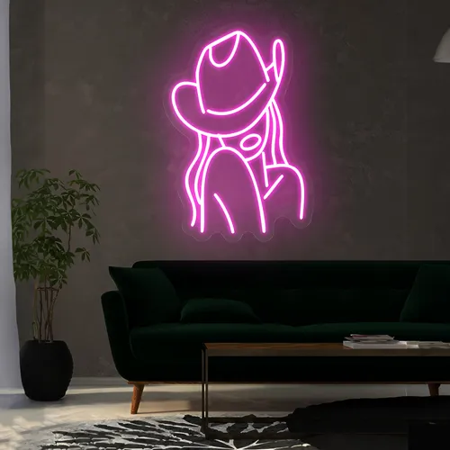 Mini Cowgirl Neon Sign - Custom Stickers Now