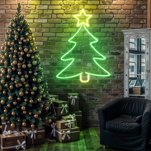 Mini Christmas Tree Neon Sign - Custom Stickers Now
