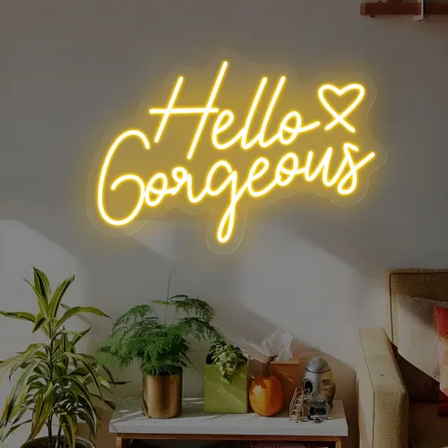 Hello Gorgeous Neon Sign - Custom Stickers Now