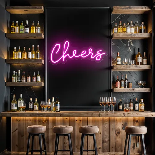 Mini Cheers Neon Sign - Custom Stickers Now