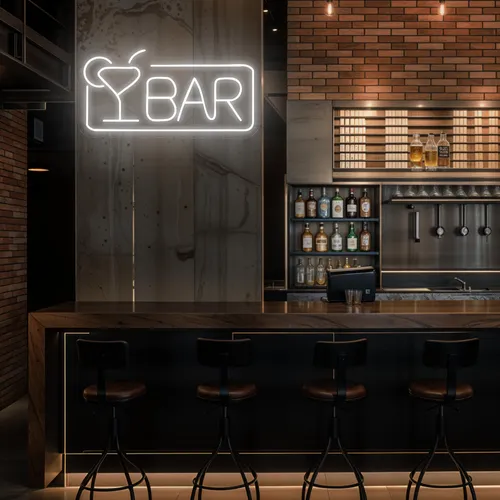 Bar Neon Sign - Custom Stickers Now