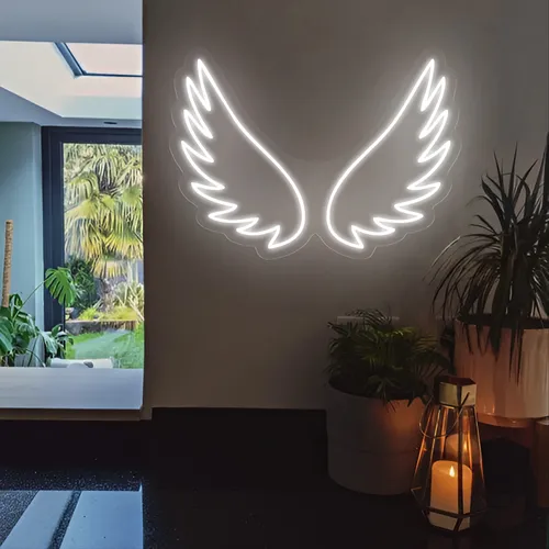 Angel Wings Neon Sign - Custom Stickers Now