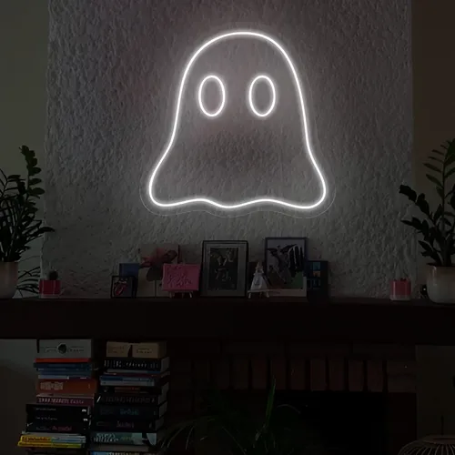 Mini Ghost Neon Sign - Custom Stickers Now