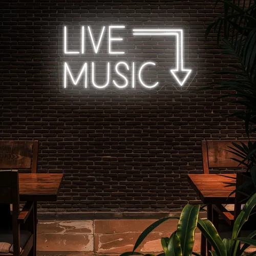 Live Music Neon Sign - Custom Stickers Now