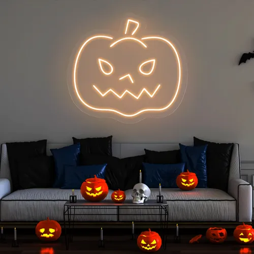 Pumpkin Neon Sign - Custom Stickers Now