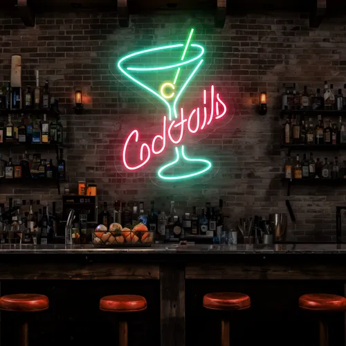 Cocktails Neon Sign - Custom Stickers Now