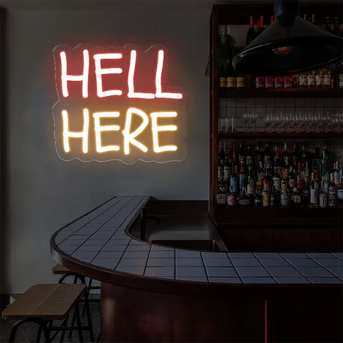 Hell Here Neon Signs - Custom Stickers Now