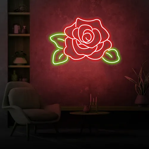 Rose Neon Sign - Custom Stickers Now
