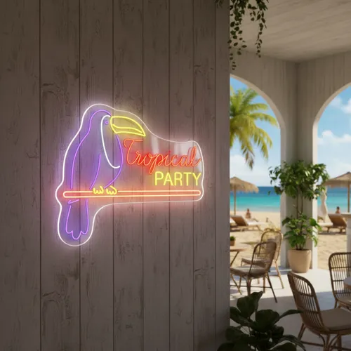 Tropical Party Neon Sign - Custom Stickers Now