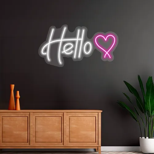 Custom Hello Neon Signs - Custom Stickers Now