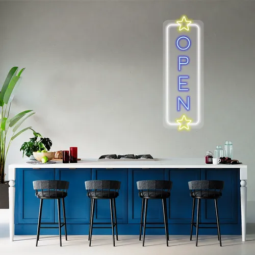 Custom Vertical Neon Open Signs - Custom Stickers Now