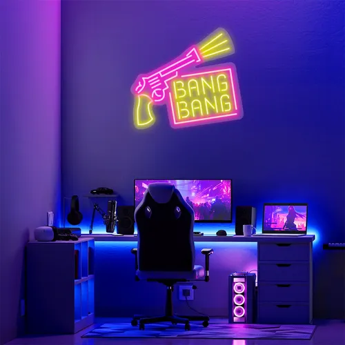 Custom Gun Neon Signs - Custom Stickers Now
