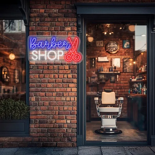 Custom Barber Shop Neon Signs - Custom Stickers Now