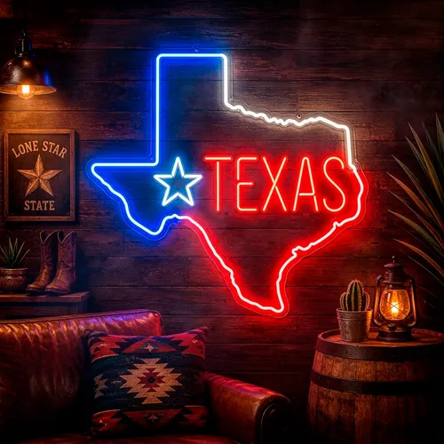 Custom Texas Neon Signs - Custom Stickers Now