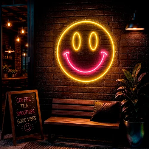 Custom Smiley Face Neon Signs - Custom Stickers Now